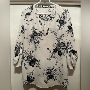 Maurices Black and White Floral Blouse